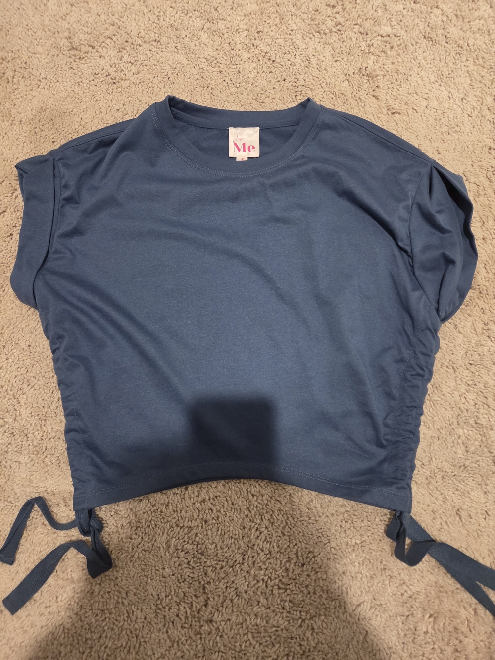 So Me Navy Side-Tie Crop Top